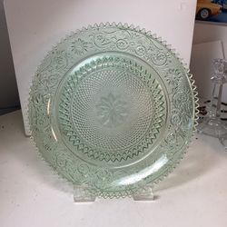 Vintage Indiana Glass Tiara Chantilly Green 12” Sandwich Platter