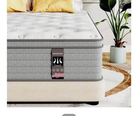 California King Mattress, 14 Inch Hybrid California King Size Mattress in a Box, Pocket Spring and Memory Foam for Pressure Relief, Motion Isolation,