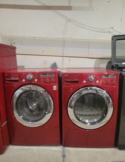 Red LG Washer And Dryer Set