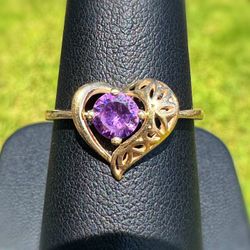 Jewelry 14k solid yellow gold amethyst stone 0.70CT ring size 8.00