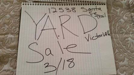 Yard sale 12538 Santa few trail