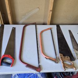 SawsSaw and more Saws - Take all for $35 - Bow Miter Hand Tools Garage Work Bench Vintage Dad Man Cave
