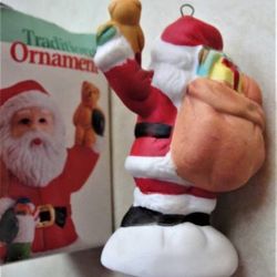 Vintage 1995 CVS Santa Clause w/bear & stocking 3" Christmas Ornament in original box .. 25 years old. Bristol Boro, Pa. 19007