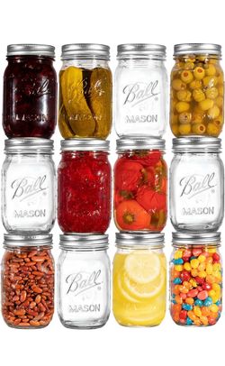 12-Pack 32 oz Glass Storage & Canning Jars with Lids