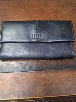Crazy Horse Black Leather Trifold Wallet