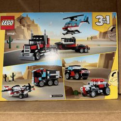 Lego Set Flatbed Truck With Helicopter 