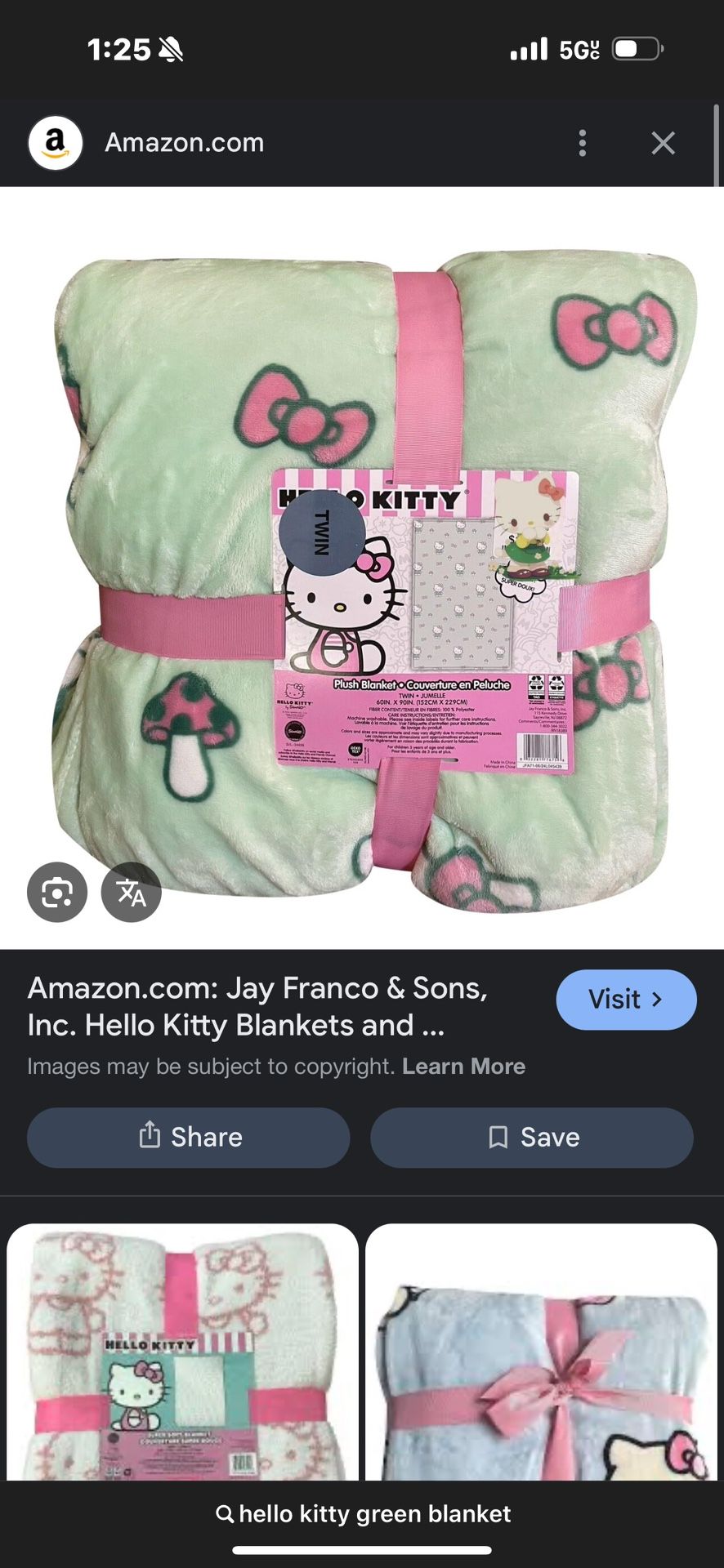 Hello Kitty Blanket Green
