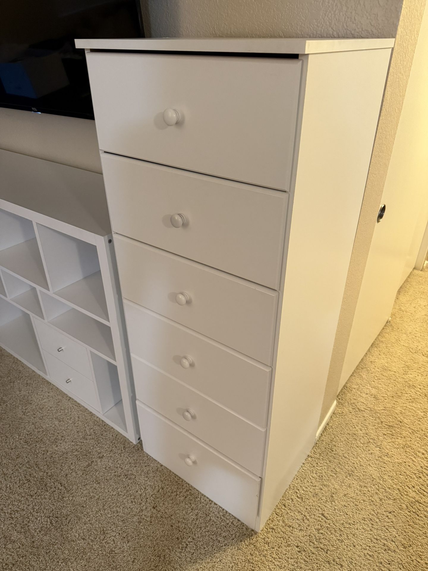 White Tall Dresser / Vertical Storage 