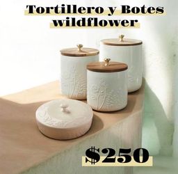 Tortillero y botes de wildflower de Princess house