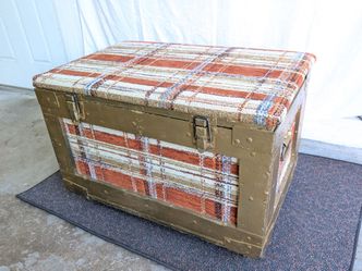 Antique Trunk with Vintage Custom Upholstery
