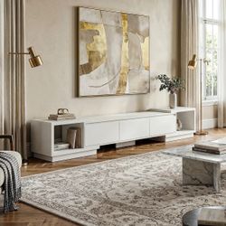 Adjustable TV Cabinet TV Lowboard, 160 cm - 270 cm Wide Lowboard White for TV, TV Table with 3 Drawers, TV Board, TV Table, TV Bench with Left and Rig