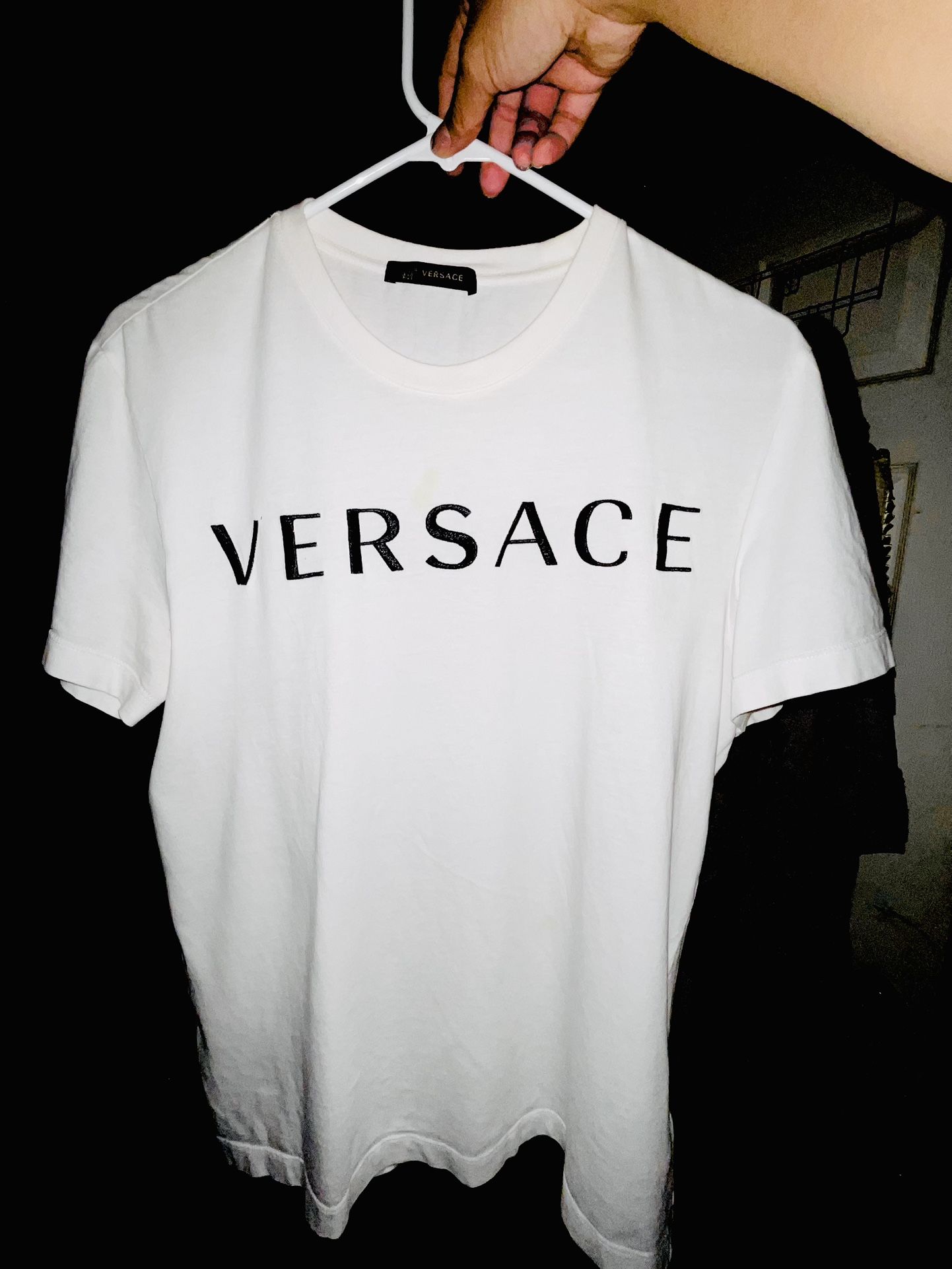WHITE VERSACE EMBROIDERED TEE