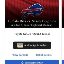 5 Buffalo Bills Vs Miami Dolphins Tickets Sec 135 