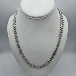 Awesome Blinged Out Sterling Silver Cuban Chain 20" 