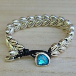 Uno De 50 Style Bracelet (Espiga) Blue Crystal