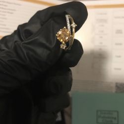 1 Carat Champange Orange Moissanite Moon & Star Design Ring Size 7 GRA Certified