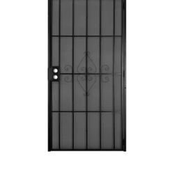 Unique Home Designs 30 in. x 80 in. Universal/Reversible Su Casa Black Surface Mount Outswing Steel Security Door with Expanded Metal Screen