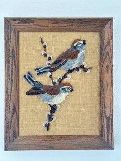 Handstitched Bird Framed Art