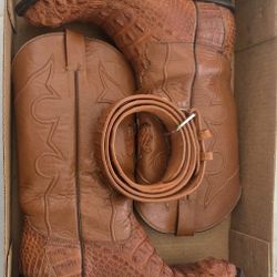 Cowtown Ostrich Boots And Belt