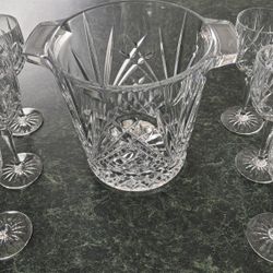 Crystal Ice bucket With 6 Glasses