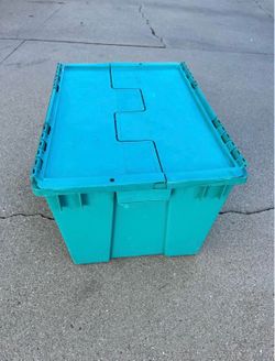 Large Storage Bin Storage Tote Box with Hinged Lid 21.5x15x13h