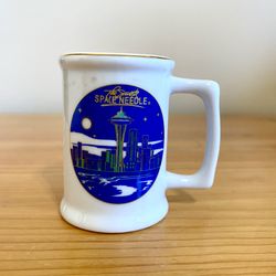 Vintage Space Needle Shot Glass Seattle Washington White Handle Mug Stein