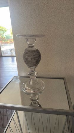 Glass Candle Holder with Rhinestone Ball