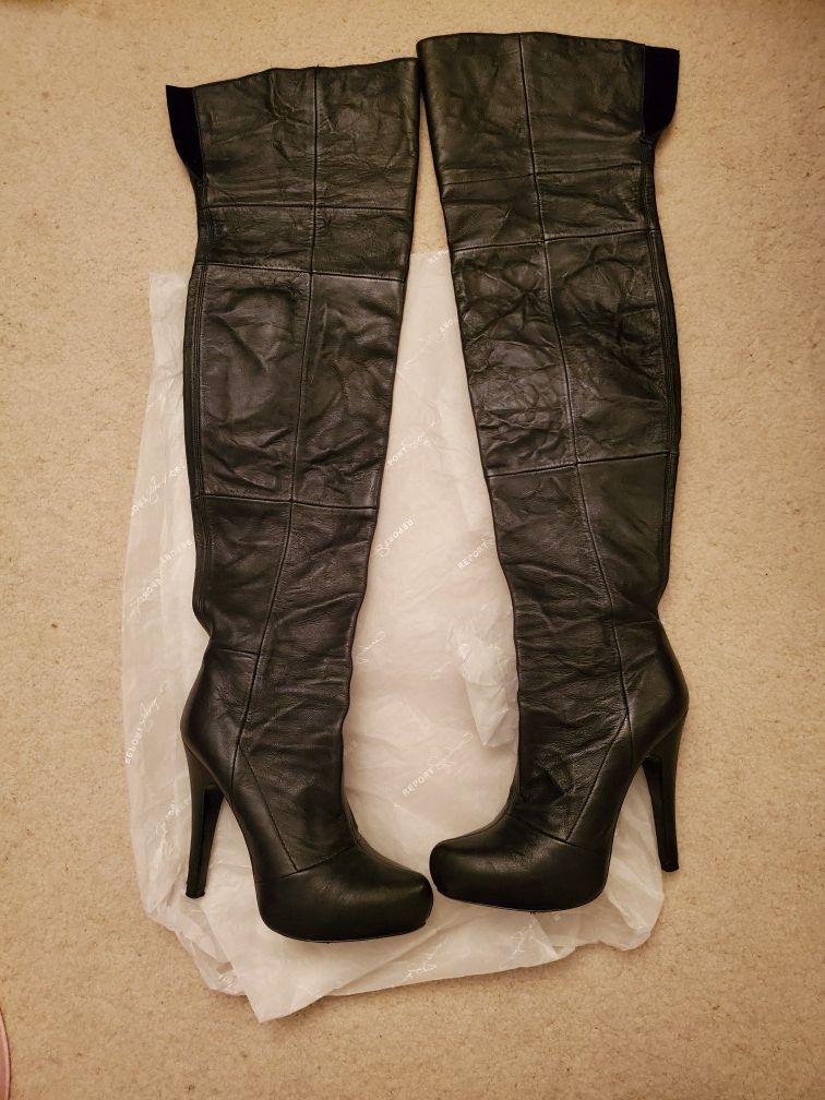 Report Signature fairfax 2 thigh high black boots. Size 6 kim Kardashian boots