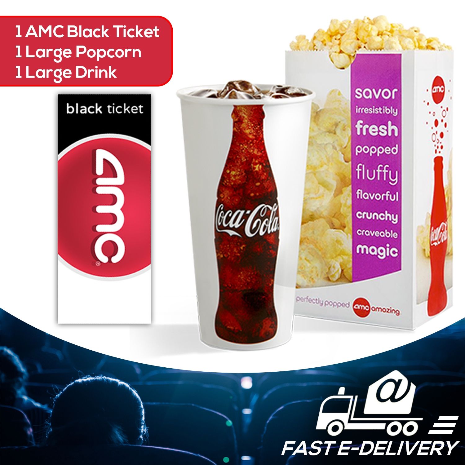 AMC Black Ticket + Large Popcorn + Large Drink