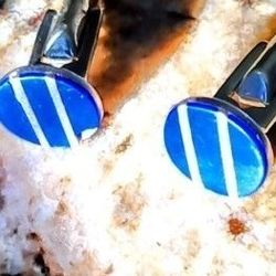 Sterling Silver Gents T-Bar Cufflinks With Lapis Lazuli Stones