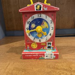1970’s Fisher Price Winding Learning Clock With Tune