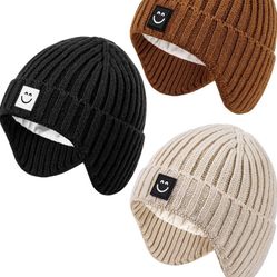Alepo 3 Pack Baby Beanie Hats with Earflaps,