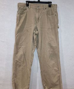 Carhartt Mens Canvas Loose Fit Beige Cargo Pants 36x30 *Damaged Work Pants* B