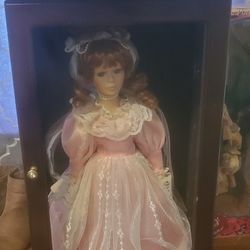 Glass Doll In Wooden Box 