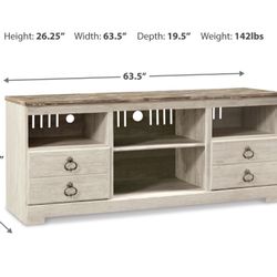 Willowton Whitewash Large TV Stand