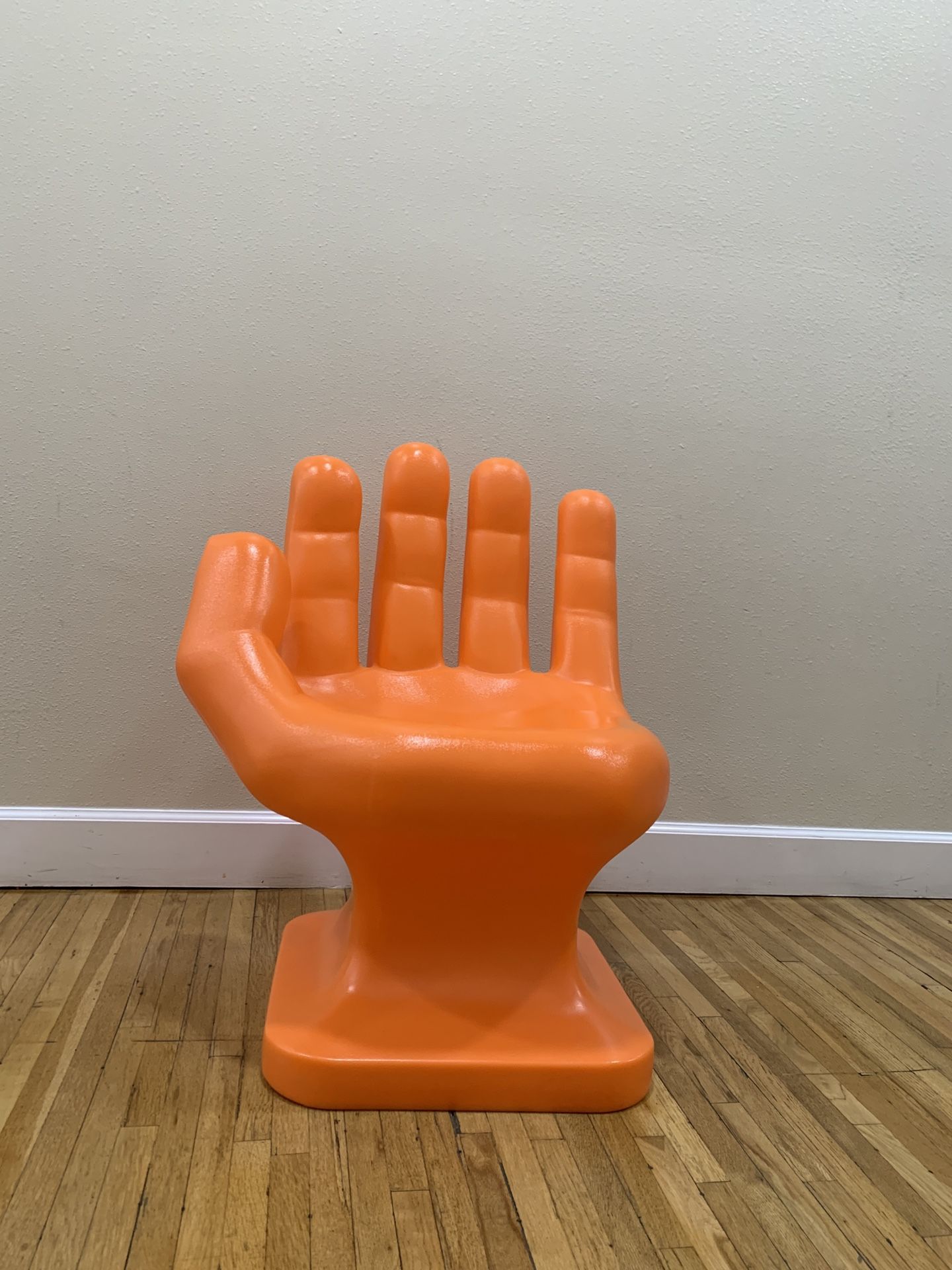 Vintage Style Orange Mid Century Modern Plastic Hand Chair Novelty