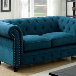 Brand New Teal Retro Style Loveseat