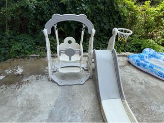 Toddler 3-in-1 Climber Slide, Swing, and Basketball Hoop Set