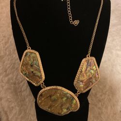 Gold Necklace With Metallic Pendants And Adjustable…24” 