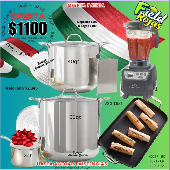 Paquete De Vaporeras 60 Y 40 Qt Con Licuadora Y Comal Princess House 