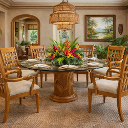 Tommy Bahama Dinning Table with 6 Captain Chairs like new!