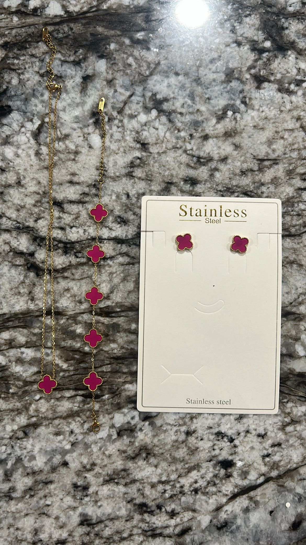 Van Cleef Style Jewelry Set, Rose