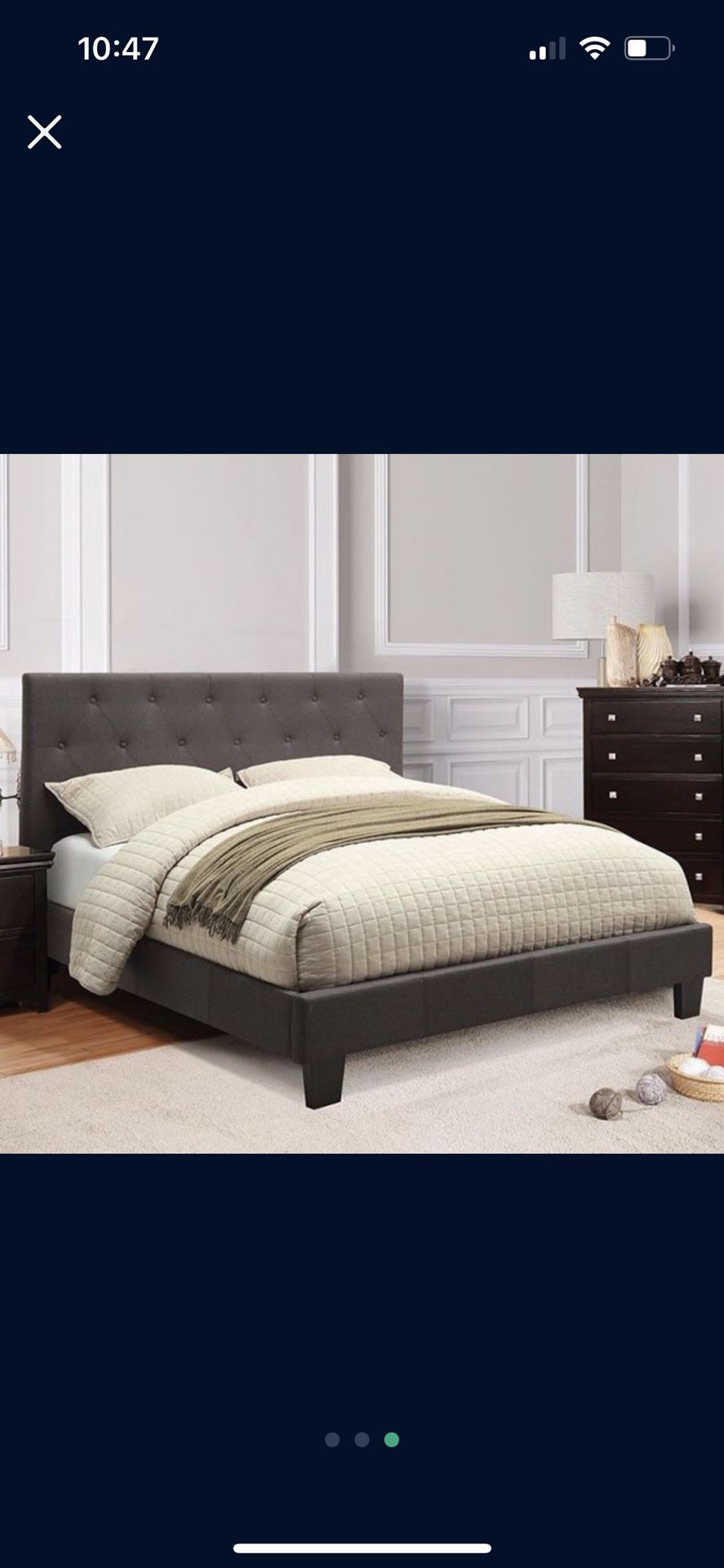 Brand New Gray Tufted Bed Frame