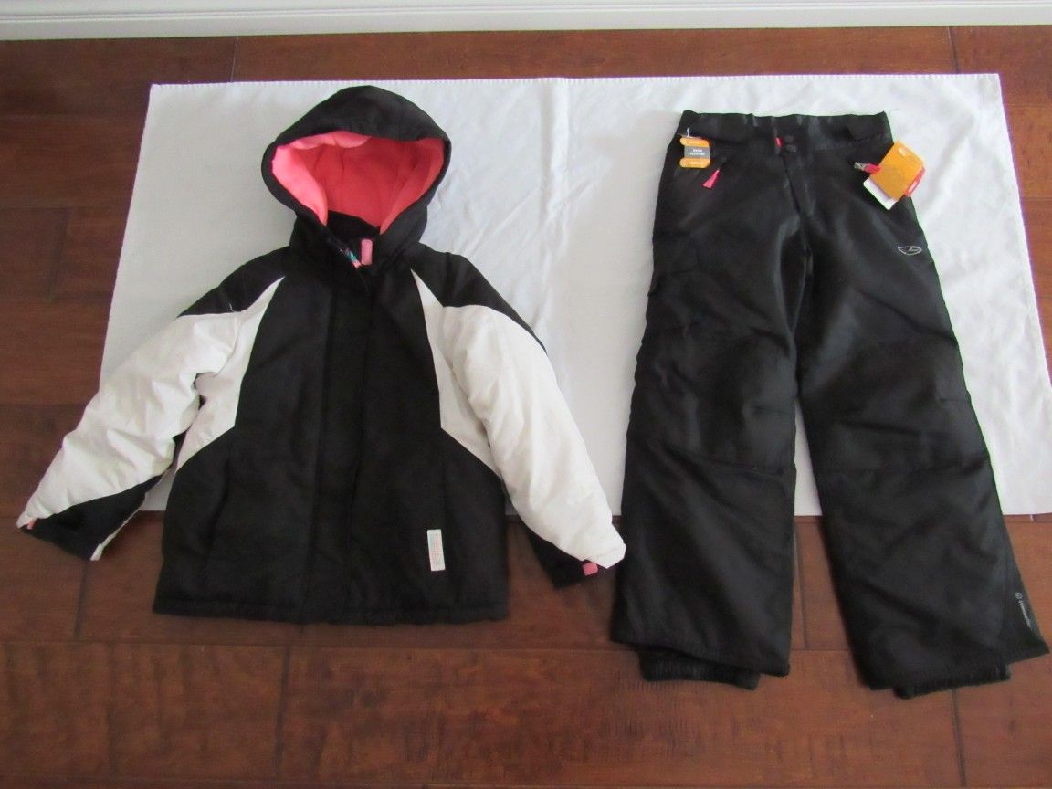 Girls Youth 6X Snow Jacket & Black/Pink Snow Pants Set