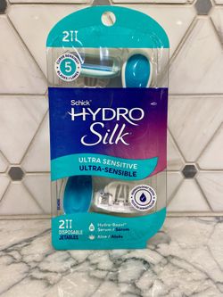 Schick Hydro Silk Ultra-Sensitive 5 Blade Disposable Razor for Women, 2ct. New