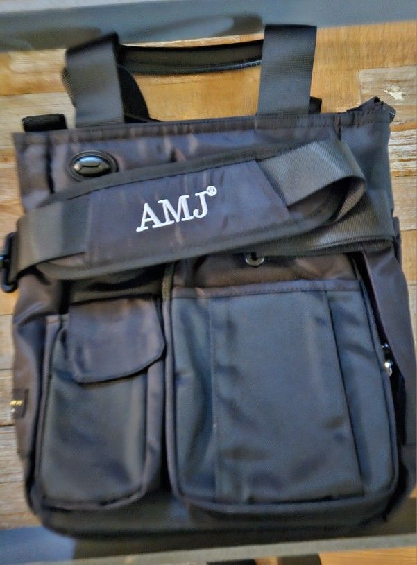 AMJ Business Crossbody Sling Messenger Black-New