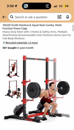 Smith Machine & Squat Rack Combo, MultiFunction Power Cage