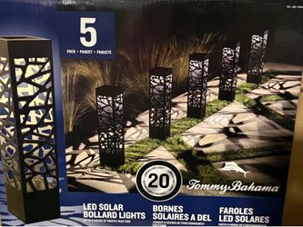 Tommy Bahama LED Solar Bollard Lights – 5 Pack – New in Box