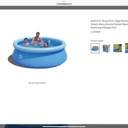 Avenli 8 ft. Round 25 in. Deep Prompt Set 2-3 Person Above Ground Outdoor Backyard Swimming Inflatable Pool