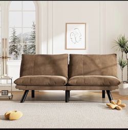 67”Futon Sofa Bed Convertible Small Upholstered Couch 2-Seat Loveseat Sleeper with Adjustable Backres